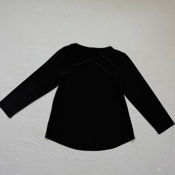 Nine West Black Stretch 3/4 Sleeve Top Gold Grommet Detail Size S - Picture 5 of 5